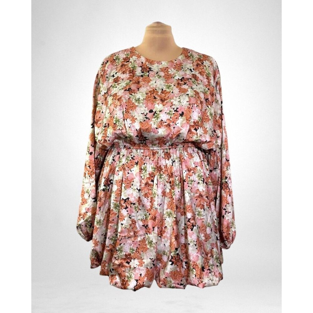 The Drop x @kelclight Dolman Sleeve Floral Satin Mini Dress, NWT! Size XL